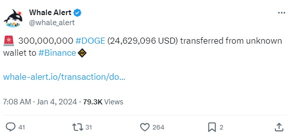 狗狗幣登月DOGE1任務啟動前635億DOGE的大規(guī)模交易