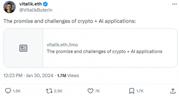 Vitalik Buterin 對區塊鏈中人工智慧的使用發出警告