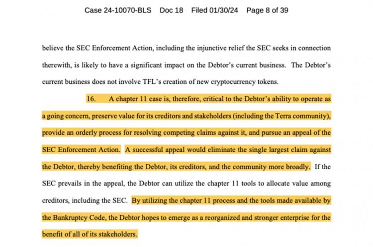 Terraform Labs 表示破產(chǎn)將有助於對抗 SEC 的指控