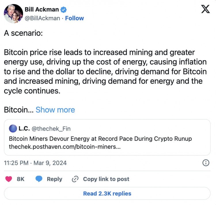 億萬富翁對沖基金執(zhí)行長比爾阿克曼BILLACKMAN戲弄可能的比特幣投資